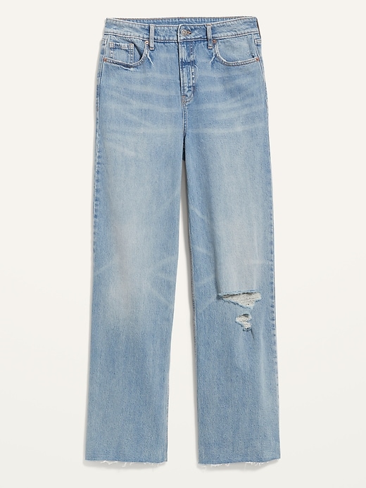 Image number 4 showing, Extra High-Waisted Wide-Leg Ripped Jeans
