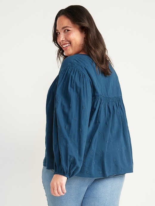 Image number 8 showing, Long-Sleeve Embroidered Poet Blouse