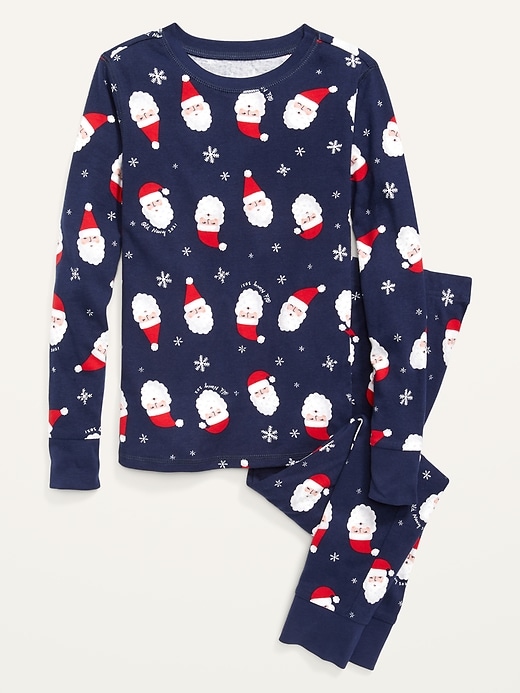 View large product image 1 of 3. Gender-Neutral Matching Santa Claus Snug-Fit Pajama Set For Kids
