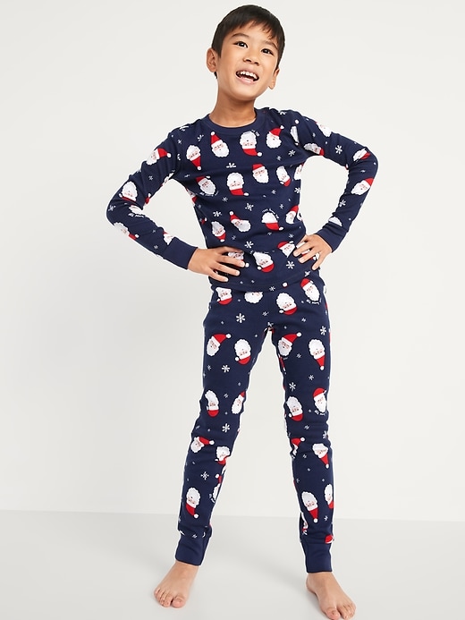 View large product image 2 of 3. Gender-Neutral Matching Santa Claus Snug-Fit Pajama Set For Kids