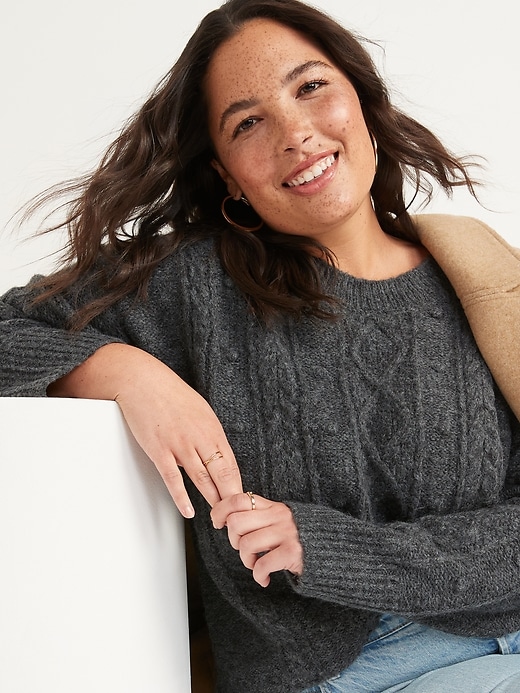 Image number 3 showing, Textured Crew-Neck Sweater for Women