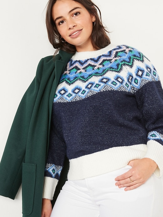 Image number 3 showing, Crew Neck Fair Isle Sweater