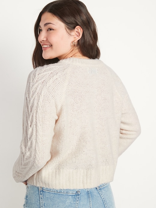 Image number 2 showing, Cropped Cable-Knit Cardigan Sweater