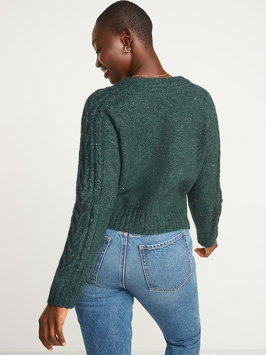 Image number 2 showing, Cropped Cable-Knit Cardigan Sweater