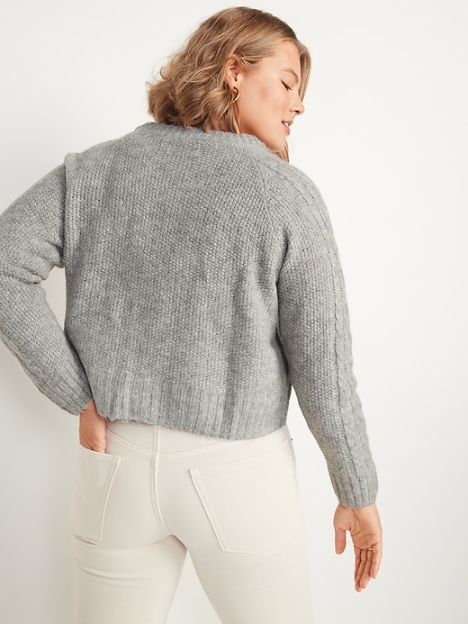 Image number 2 showing, Cropped Cable-Knit Cardigan Sweater for Women