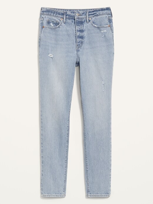 Image number 4 showing, Extra High-Waisted Hidden Button-Fly Pop Icon Distressed Skinny Jeans for Women