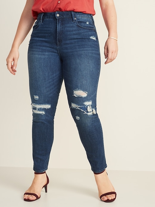 Image number 6 showing, High-Waisted Distressed Power Slim Straight Ankle Jeans for Women