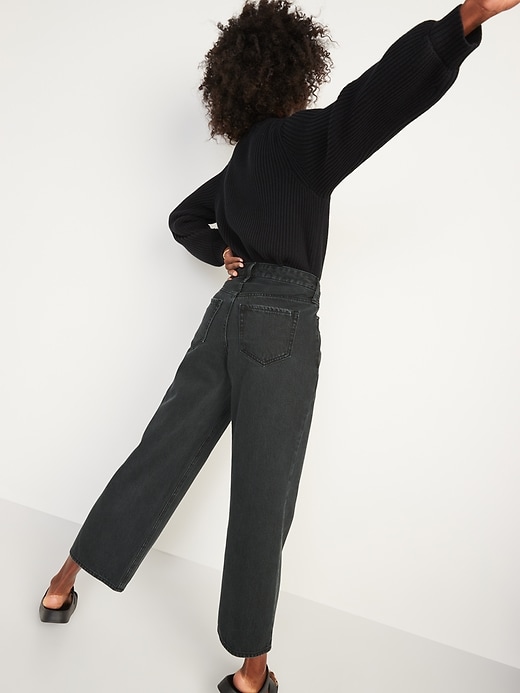Image number 2 showing, Extra High-Waisted Cropped Wide-Leg Black Jeans