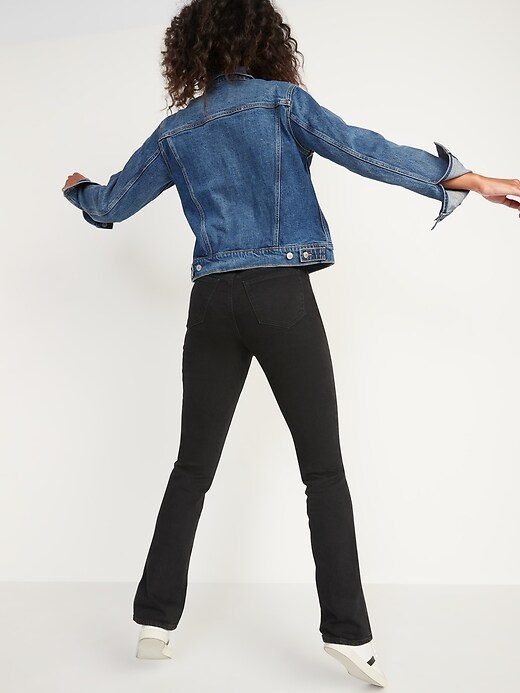 Image number 2 showing, Extra High-Waisted Button-Fly Kicker Boot-Cut Black Jeans for Women