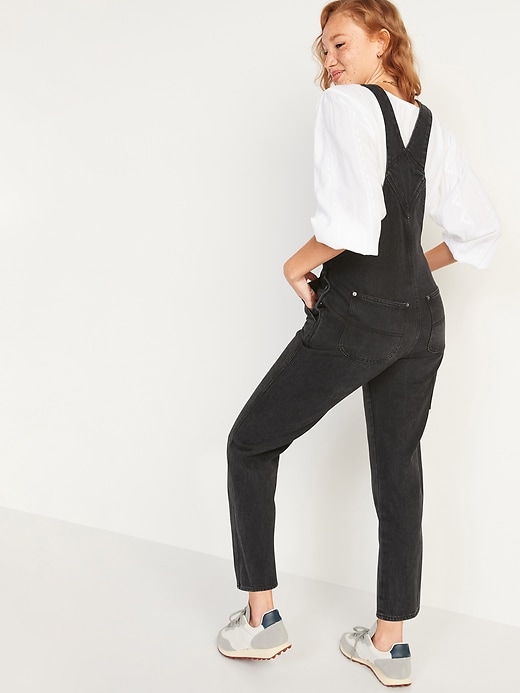 Image number 2 showing, Slouchy Straight Black Jean Overalls