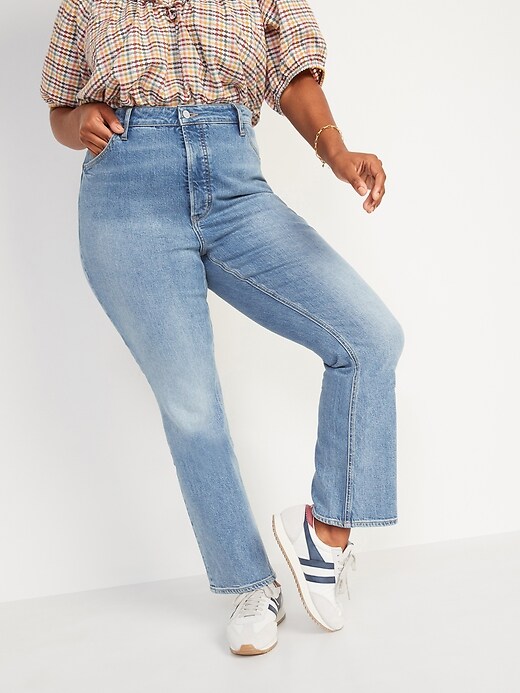 Image number 5 showing, Extra High-Waisted Button-Fly Sky-Hi Kicker Boot-Cut Jeans