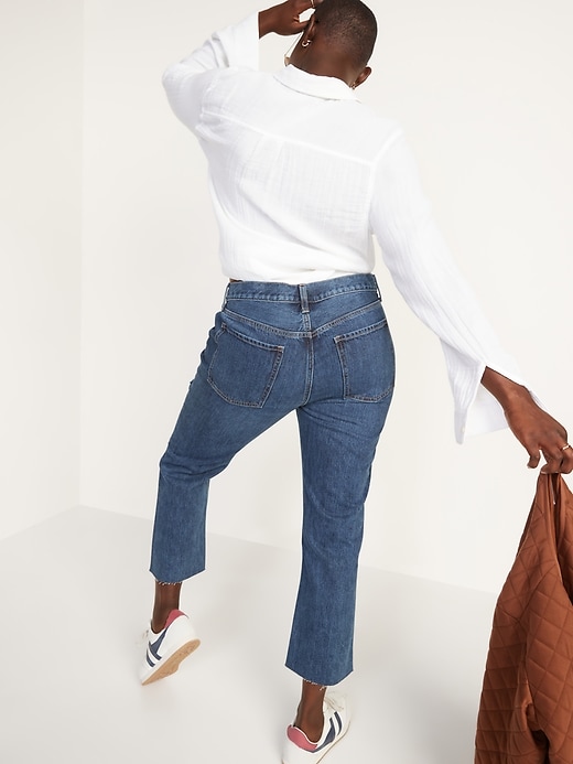 Image number 6 showing, High-Waisted Button-Fly Slouchy Straight Cropped Non-Stretch Jeans