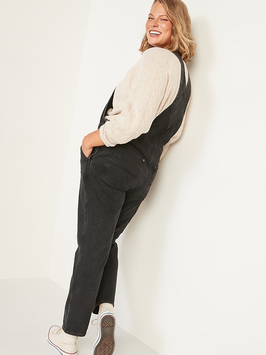 Image number 6 showing, Slouchy Straight Black Jean Overalls
