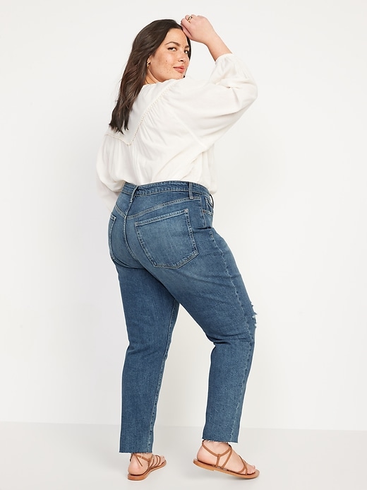 Image number 8 showing, High-Waisted Button-Fly OG Straight Ripped Ankle Jeans