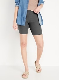 View large product image 4 of 7. High-Waisted Rib-Knit Long Biker Shorts For Women -- 8-Inch Inseam