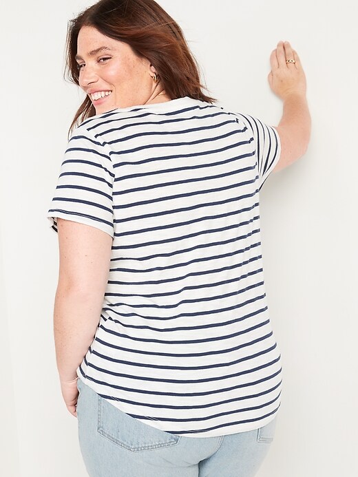 Image number 8 showing, EveryWear Striped Slub-Knit V-Neck T-Shirt for Women