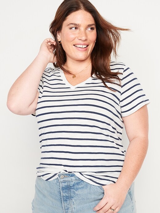 Image number 7 showing, EveryWear Striped Slub-Knit V-Neck T-Shirt for Women