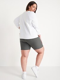 View large product image 7 of 7. High-Waisted Rib-Knit Long Biker Shorts For Women -- 8-Inch Inseam