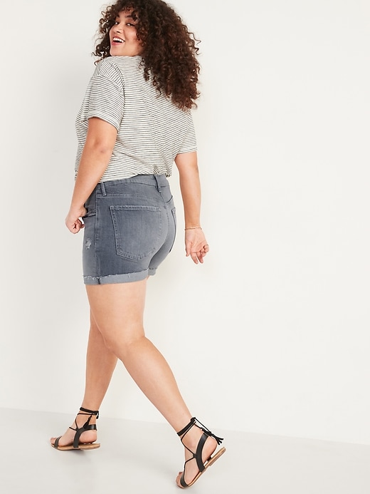 Image number 6 showing, High-Waisted O.G. Gray Cut-Off Jean Shorts -- 3-inch inseam