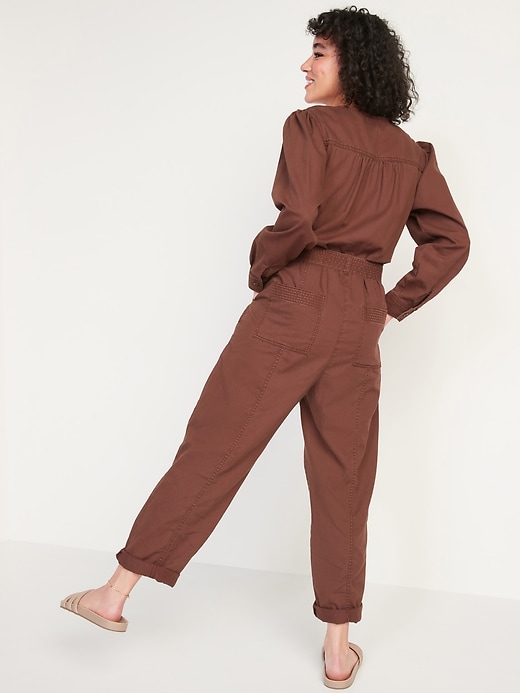 Image number 2 showing, Long-Sleeve Zip-Front Cropped Utility Jumpsuit