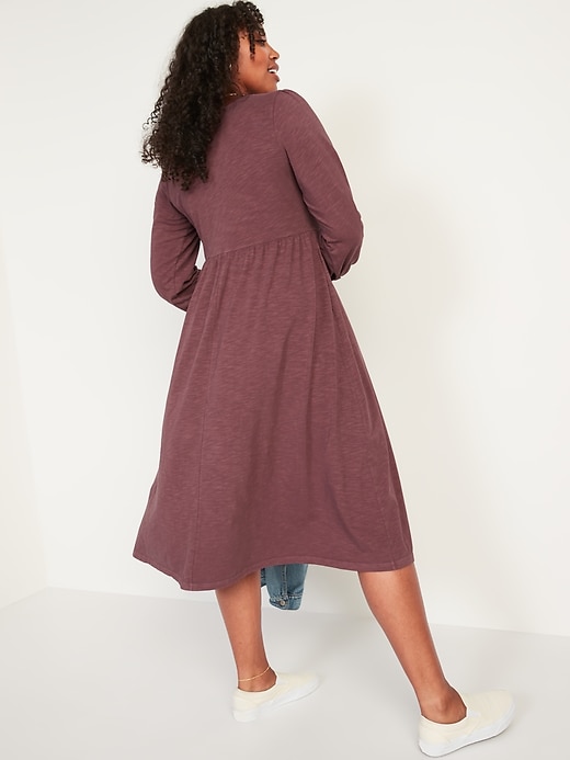Image number 6 showing, Long-Sleeve Fit & Flare Slub-Knit Midi Dress