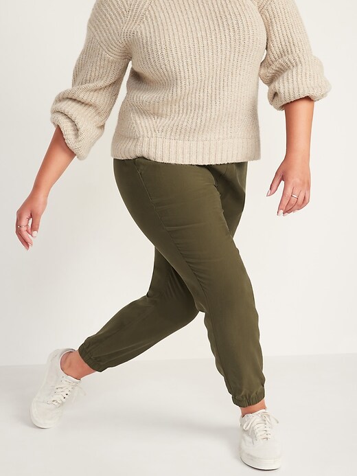 Image number 4 showing, High-Waisted Twill Jogger Pants