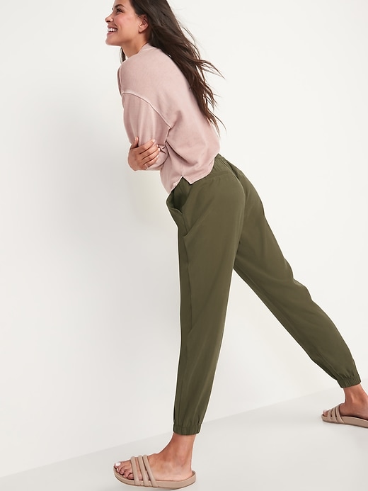 Image number 2 showing, High-Waisted Twill Jogger Pants