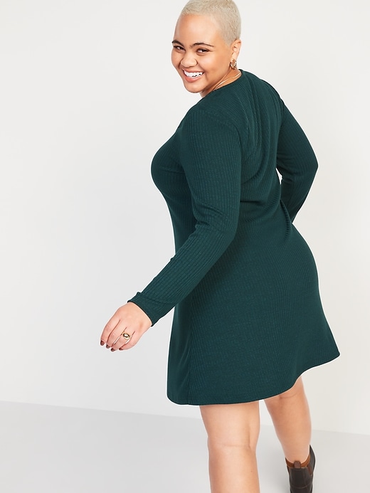 Image number 6 showing, Fit & Flare Rib-Knit Long-Sleeve Mini Dress