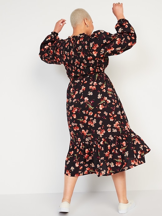 Image number 6 showing, Long-Sleeve Fit & Flare Smocked Midi Dress