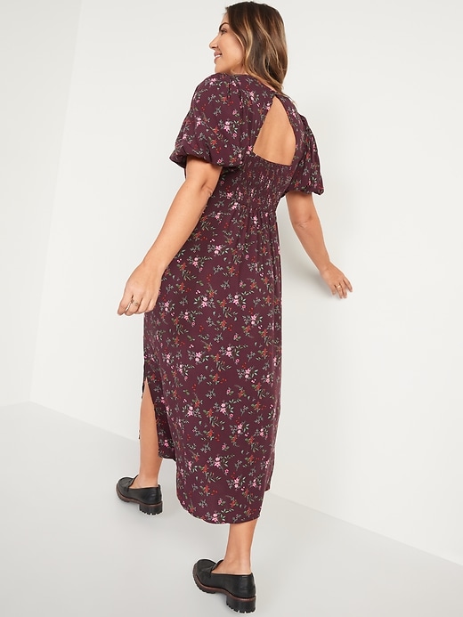 Image number 6 showing, Puff-Sleeve Floral Maxi Shift Dress