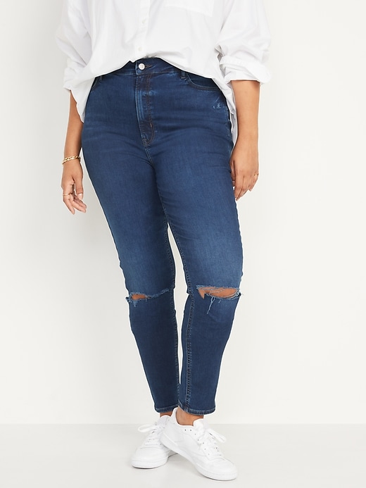 Image number 5 showing, FitsYou 3-Sizes-in-1 Extra High-Waisted Rockstar Super-Skinny Ripped Jeans