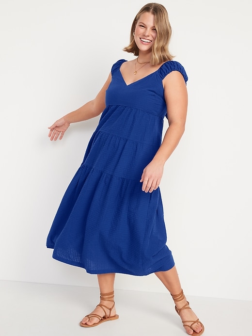 Image number 5 showing, Fit & Flare Tiered Seersucker All-Day Maxi Dress