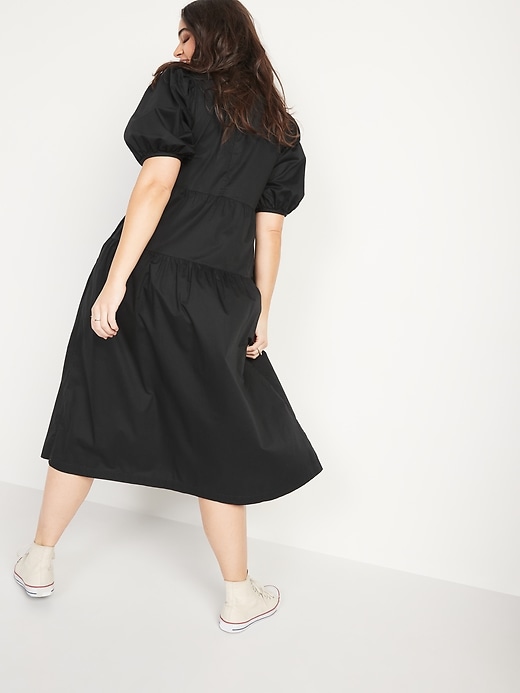 Image number 6 showing, Puff-Sleeve All-Day Midi Swing Dress