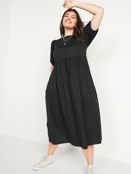 Image number 5 showing, Puff-Sleeve All-Day Midi Swing Dress