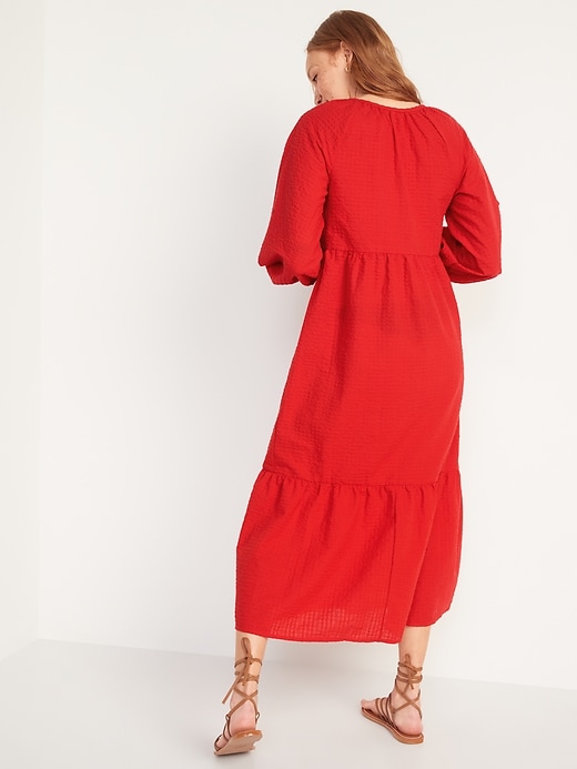Image number 2 showing, Long-Sleeve Seersucker All-Day Midi Swing Dress