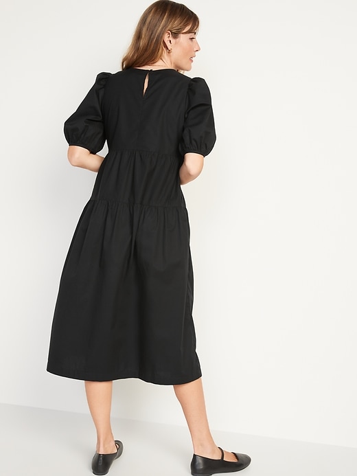 Image number 2 showing, Puff-Sleeve All-Day Midi Swing Dress