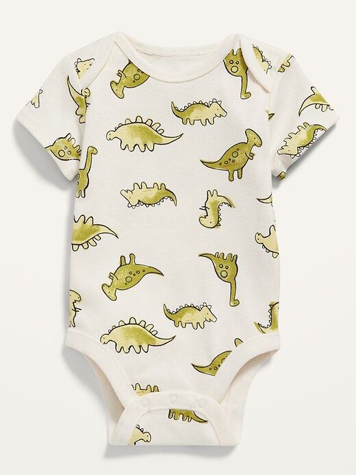 View large product image 1 of 2. Short-Sleeve Dino-Print Bodysuit for Baby