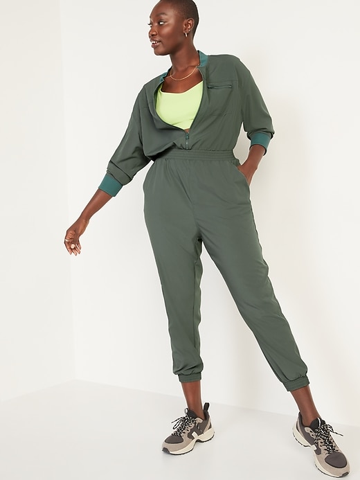 Image number 5 showing, StretchTech Cropped Zip Bomber Jumpsuit