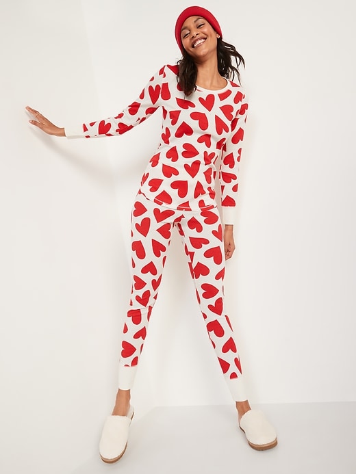 Image number 1 showing, Matching Printed Thermal Pajama Set