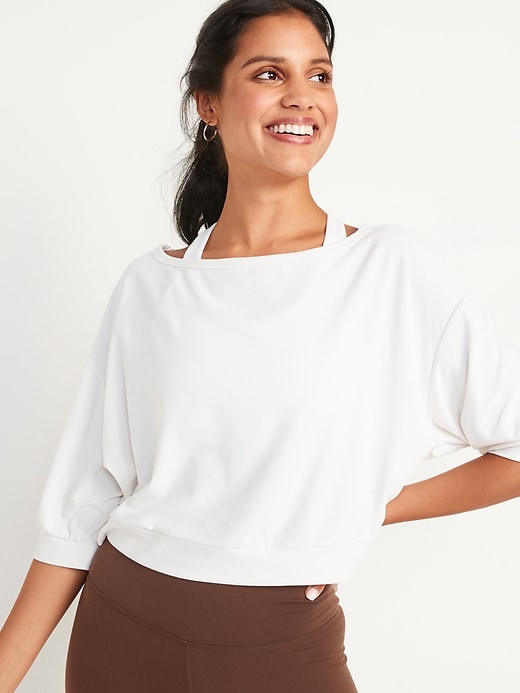 Image number 1 showing, Breathe ON Cropped Elbow-Sleeve Performance Top