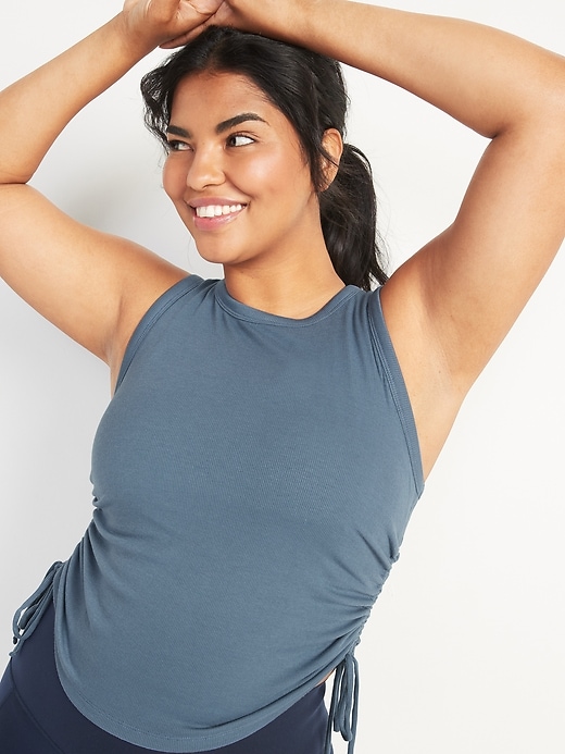 Image number 5 showing, UltraLite Rib-Knit Side-Cinch Cropped Tank Top