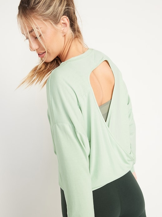 Image number 2 showing, Ultra-Lite Long-Sleeve Cutout Wrap-Back Top