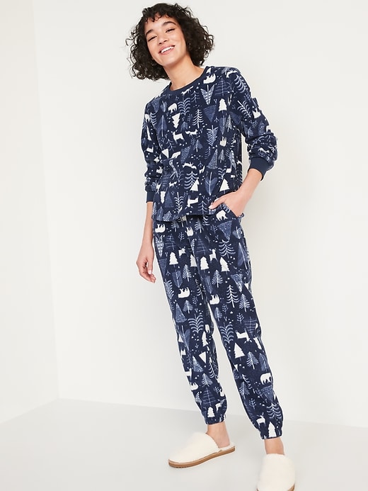 Image number 1 showing, Matching Printed Microfleece Pajama Set