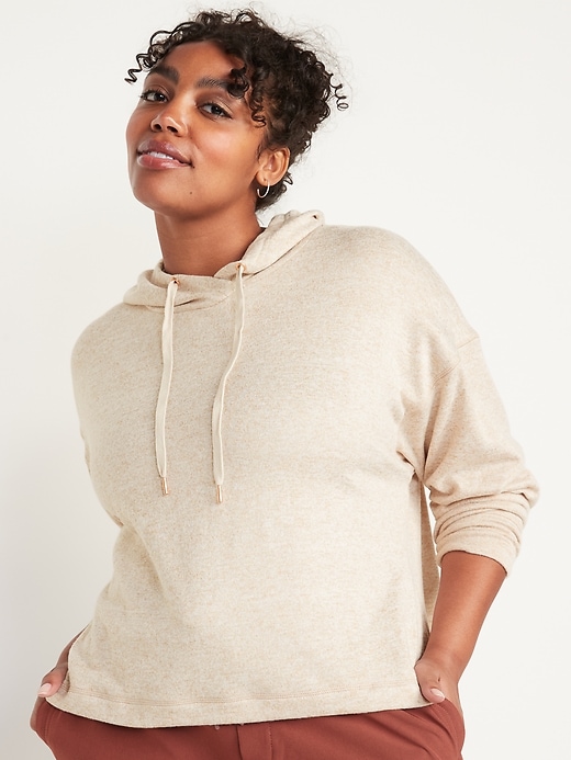 Image number 5 showing, Loose Cropped Sweater-Knit Hoodie