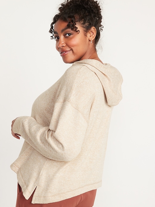 Image number 6 showing, Loose Cropped Sweater-Knit Hoodie
