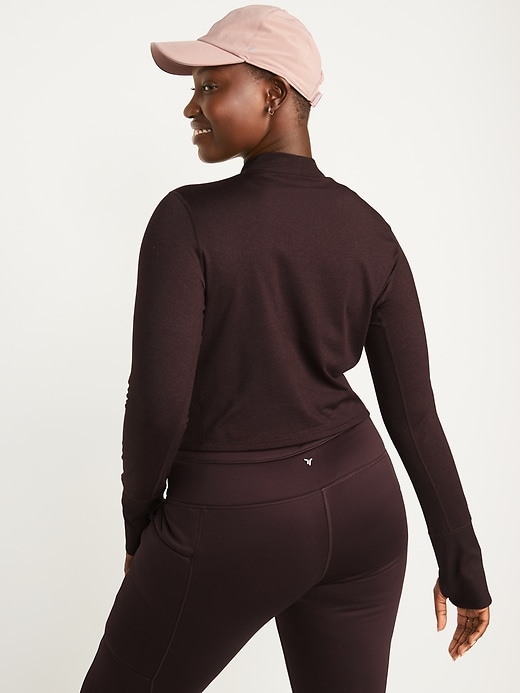 Image number 6 showing, CozeCore Long-Sleeve Cropped Rib-Paneled Top