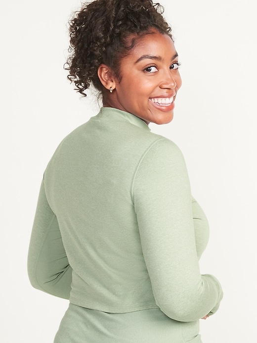 Image number 6 showing, CozeCore Long-Sleeve Cropped Rib-Paneled Top