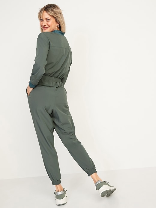 Image number 2 showing, StretchTech Cropped Zip Bomber Jumpsuit