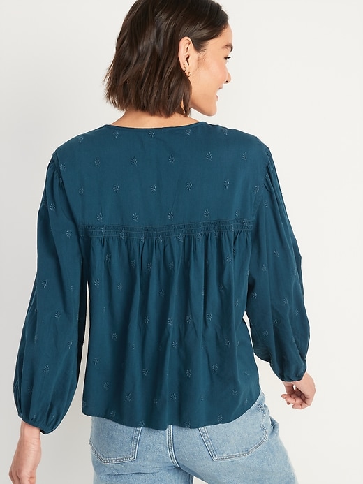 Image number 2 showing, Long-Sleeve Embroidered Poet Blouse