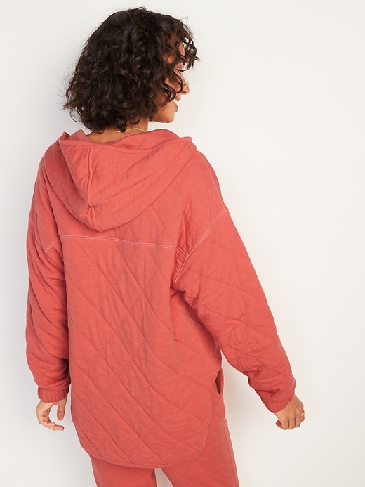 Image number 2 showing, Quilted Quarter-Zip Tunic Hoodie for Women
